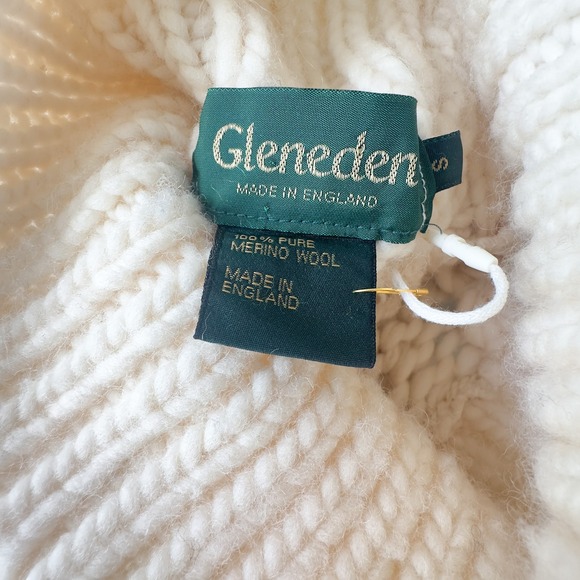 Vintage 90s Gleneden Merino Fisherman Turtleneck Sweater • Wool England - Small - Picture 8 of 9